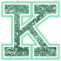 18" Greek Individual Sea Foam Sparkle - Alphabet Pieces Kappa