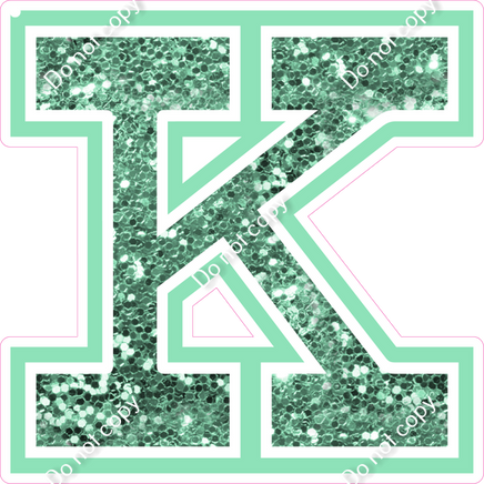 18" Greek Individual Sea Foam Sparkle - Alphabet Pieces Kappa
