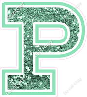 18" Greek Individual Sea Foam Sparkle - Alphabet Pieces Rho