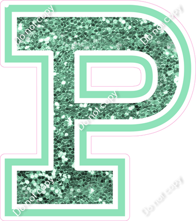 18" Greek Individual Sea Foam Sparkle - Alphabet Pieces Rho