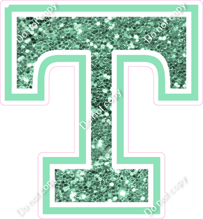 18" Greek Individual Sea Foam Sparkle - Alphabet Pieces Tau