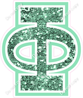 18" Greek Individual Sea Foam Sparkle - Alphabet Pieces Phi