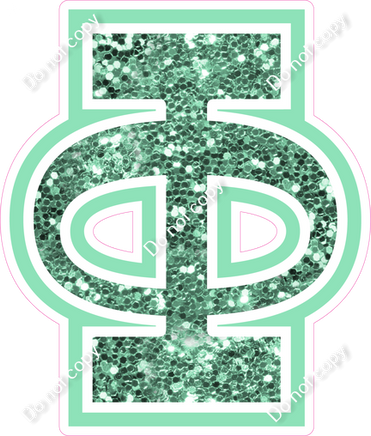 18" Greek Individual Sea Foam Sparkle - Alphabet Pieces Phi