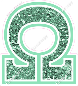 18" Greek Individual Sea Foam Sparkle - Alphabet Pieces Omega