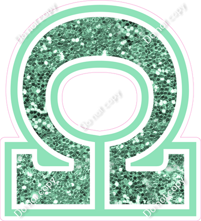 18" Greek Individual Sea Foam Sparkle - Alphabet Pieces Omega