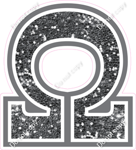 18" Greek Individual Silver Sparkle - Alphabet Pieces Omega