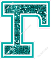 18" Greek Individual Teal Sparkle - Alphabet Pieces Gamma