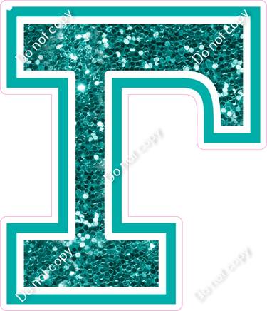 18" Greek Individual Teal Sparkle - Alphabet Pieces Gamma
