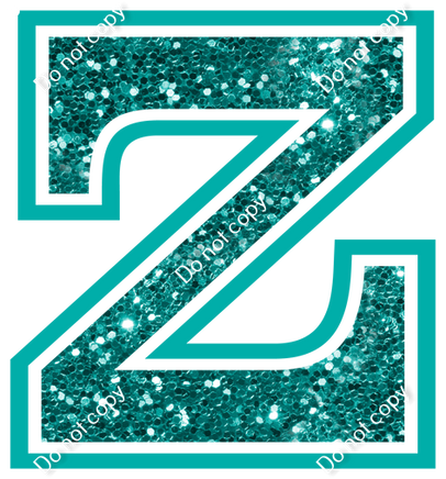 18" Greek Individual Teal Sparkle - Alphabet Pieces Zeta