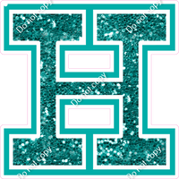 18" Greek Individual Teal Sparkle - Alphabet Pieces Eta