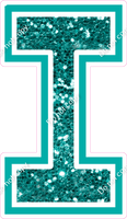 18" Greek Individual Teal Sparkle - Alphabet Pieces Lota