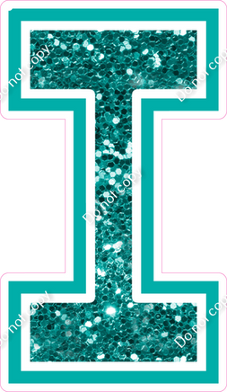 18" Greek Individual Teal Sparkle - Alphabet Pieces Lota