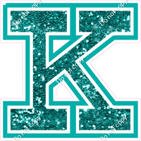 18" Greek Individual Teal Sparkle - Alphabet Pieces Kappa