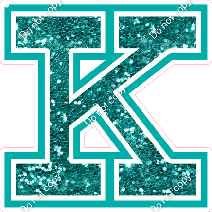18" Greek Individual Teal Sparkle - Alphabet Pieces Kappa