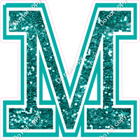 18" Greek Individual Teal Sparkle - Alphabet Pieces Mu