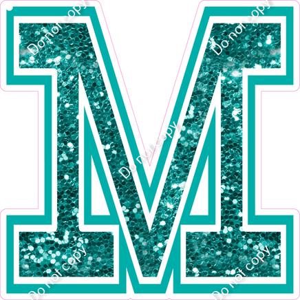 18" Greek Individual Teal Sparkle - Alphabet Pieces Mu