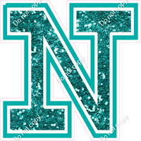 18" Greek Individual Teal Sparkle - Alphabet Pieces Nu