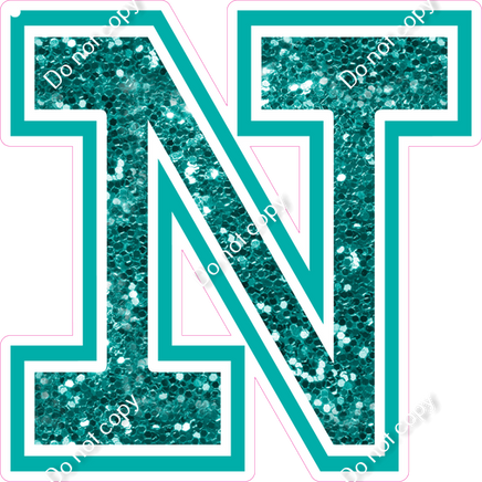 18" Greek Individual Teal Sparkle - Alphabet Pieces Nu