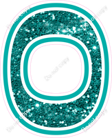 18" Greek Individual Teal Sparkle - Alphabet Pieces Omicron