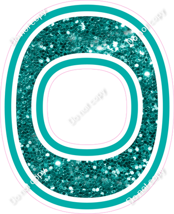 18" Greek Individual Teal Sparkle - Alphabet Pieces Omicron