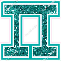 18" Greek Individual Teal Sparkle - Alphabet Pieces Pi