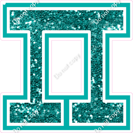 18" Greek Individual Teal Sparkle - Alphabet Pieces Pi