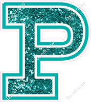 18" Greek Individual Teal Sparkle - Alphabet Pieces Rho