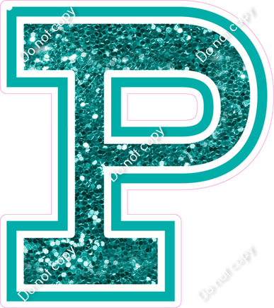 18" Greek Individual Teal Sparkle - Alphabet Pieces Rho