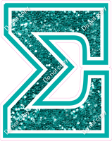 18" Greek Individual Teal Sparkle - Alphabet Pieces Sigma