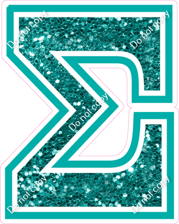 18" Greek Individual Teal Sparkle - Alphabet Pieces Sigma
