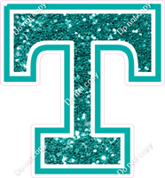 18" Greek Individual Teal Sparkle - Alphabet Pieces Tau