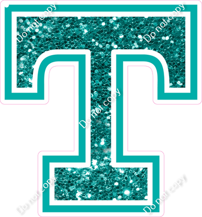 18" Greek Individual Teal Sparkle - Alphabet Pieces Tau