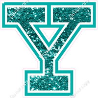 18" Greek Individual Teal Sparkle - Alphabet Pieces Upsilon