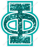 18" Greek Individual Teal Sparkle - Alphabet Pieces Phi