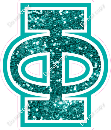 18" Greek Individual Teal Sparkle - Alphabet Pieces Phi