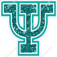 18" Greek Individual Teal Sparkle - Alphabet Pieces Psi