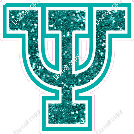 18" Greek Individual Teal Sparkle - Alphabet Pieces Psi