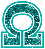 18" Greek Individual Teal Sparkle - Alphabet Pieces Omega