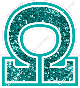 18" Greek Individual Teal Sparkle - Alphabet Pieces Omega