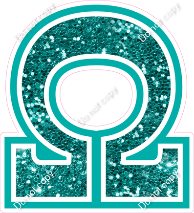 18" Greek Individual Teal Sparkle - Alphabet Pieces Omega