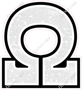 18" Greek Individual White Sparkle - Alphabet Pieces Omega