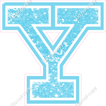 23.5" Greek Individual Baby Blue Sparkle - Alphabet Pieces Upsilon