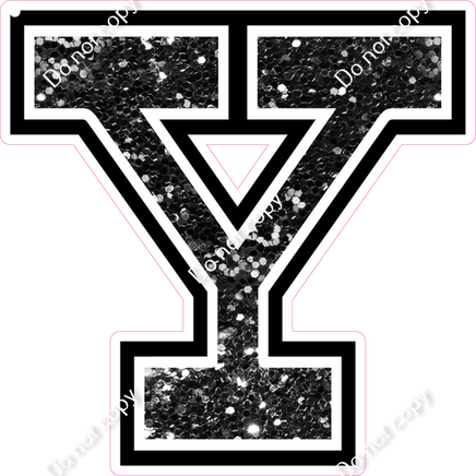 23.5" Greek Individual Black Sparkle - Alphabet Pieces Upsilon