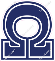 23.5" Greek Individual Flat Navy Blue - Alphabet Pieces Omega