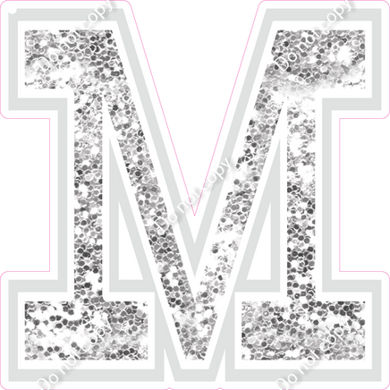 23.5" Greek Individual Light Silver Sparkle - Alphabet Pieces Mu