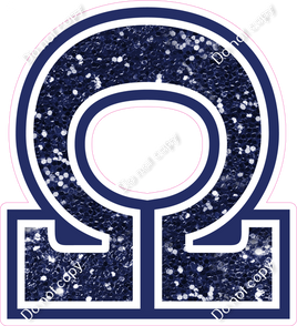23.5" Greek Individual Navy Blue Sparkle - Alphabet Pieces Omega