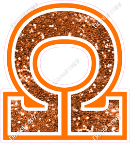 23.5" Greek Individual Orange Sparkle - Alphabet Pieces Omega