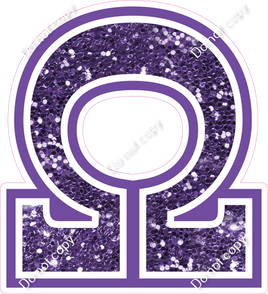 23.5" Greek Individual Purple Sparkle - Alphabet Pieces Omega