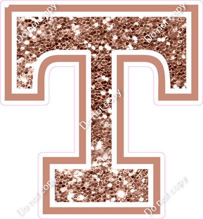 23.5" Greek Individual Rose Gold Sparkle - Alphabet Pieces Tau
