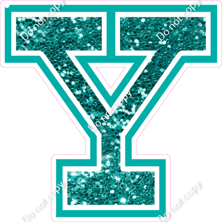23.5" Greek Individual Teal Sparkle - Alphabet Pieces Upsilon